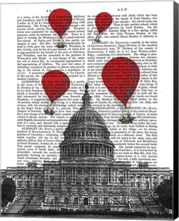 Framed US Capitol Building and Red Hot Air Balloons Print