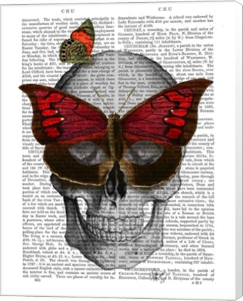 Framed Pink Butterfly Mask Skull Print