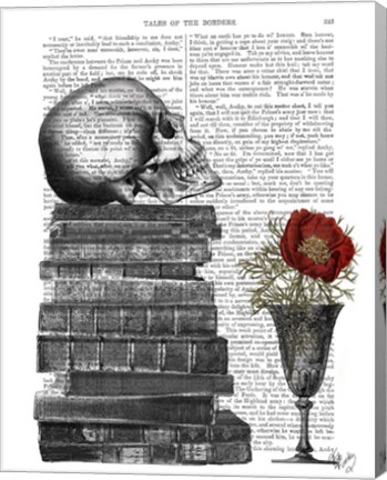 Framed Skull And Books Print