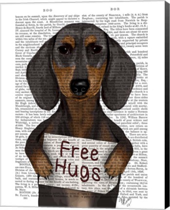 Framed Dachshund Free Hugs Print