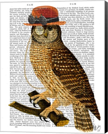 Framed Owl with Steampunk Style Bowler Hat Print