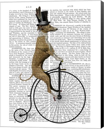 Framed Greyhound on Black Penny Farthing Bike Print