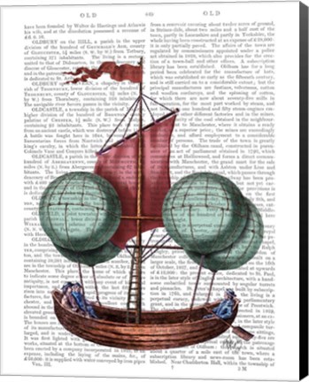 Framed Hot Air Balloon Airship With Red Sail Print