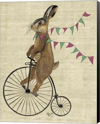 Framed Rabbit On Penny Farthing Print