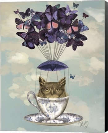 Framed Owl In Teacup Print