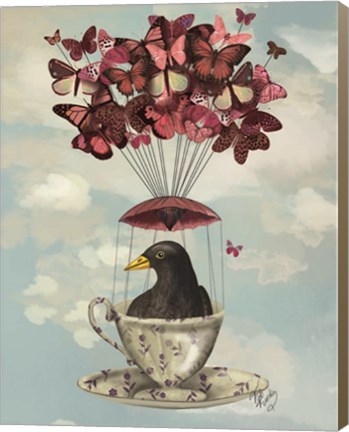 Framed Blackbird In Teacup Print