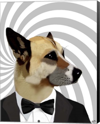 Framed Debonair James Bond Dog Print