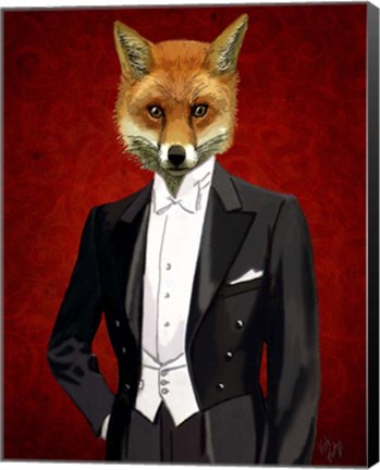 Framed Fox In Evening Suit Portrait Print