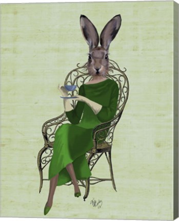 Framed Lady Bella Rabbit Taking Tea Print