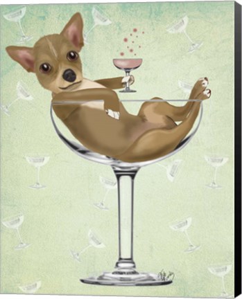 Framed Chihuahua in Cocktail Glass Print