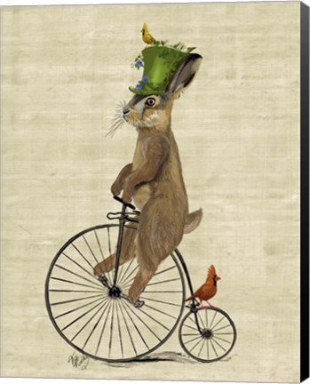 Framed March Hare on Penny Farthing Print