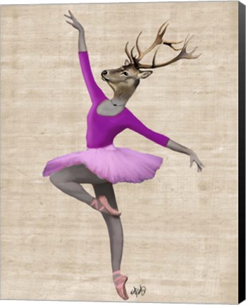 Framed Ballet Deer in Pink II Print