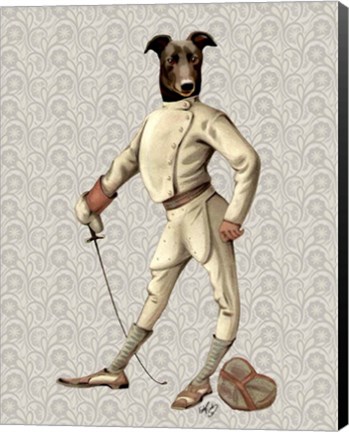 Framed Greyhound Fencer in Cream Full Print