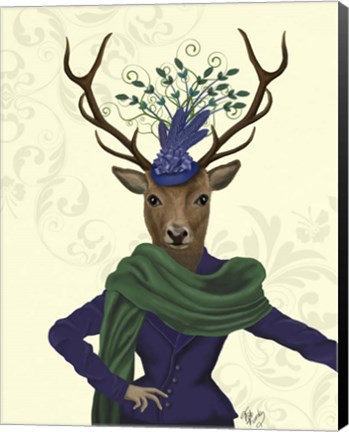 Framed Deer and Fascinator Print