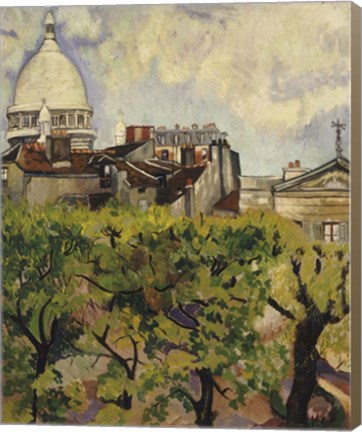 Framed Sacre-Coeur Seen from the Garden of Rue Cortot, 1916 Print