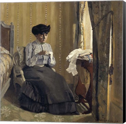 Framed Woman Sewing, 1905 Print