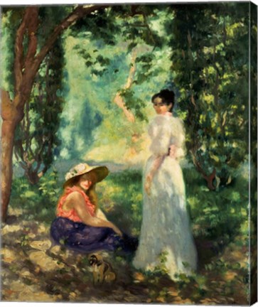 Framed Two Women in a Landscape Print