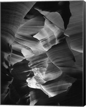 Framed Red Sandstone Walls, Lower Antelope Canyon (Black &amp; White) Print