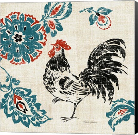 Framed Toile Rooster II Print