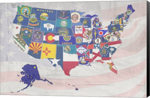 Framed US State Flags Print
