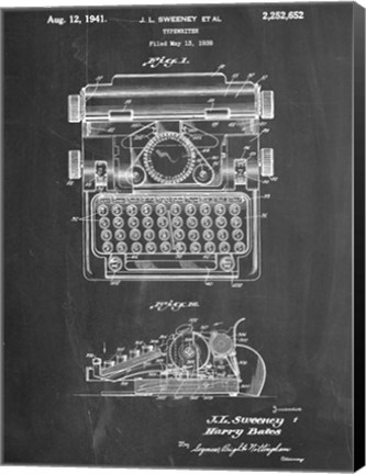 Framed Typewriter CH Print