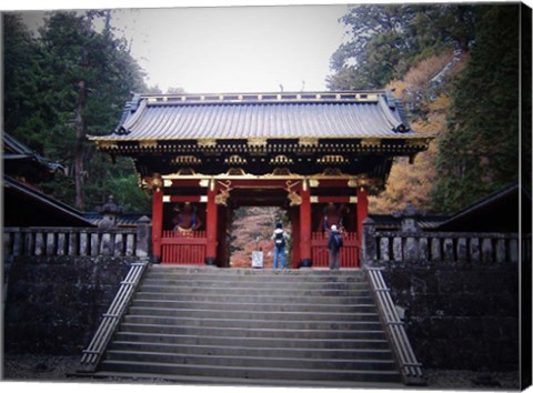 Framed Red Gates And Temple Print