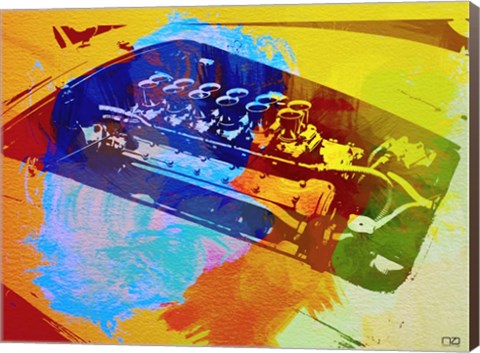 Framed Ferrari Engine Watercolor Print