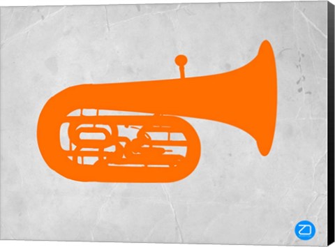 Framed Orange Tuba 2 Print