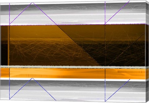 Framed Abstract Yellow and White Lines Print