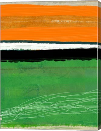 Framed Orange and Green Abstract 1 Print