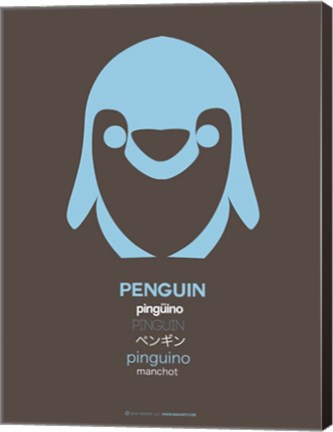 Framed Blue Pinguin Multilingual Print