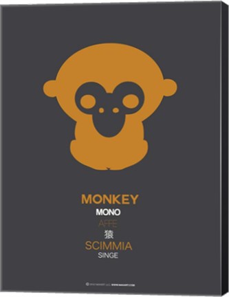 Framed Orange Monkey Multilingual Print