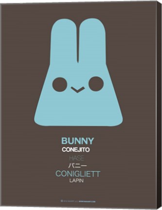 Framed Blue Bunny Multilingual Print