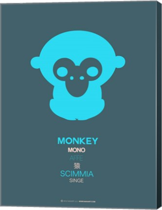 Framed Blue Monkey Multilingual Print