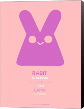 Framed Pink Rabbit Multilingual Print