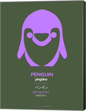 Framed Purple Penguin Multilingual Print