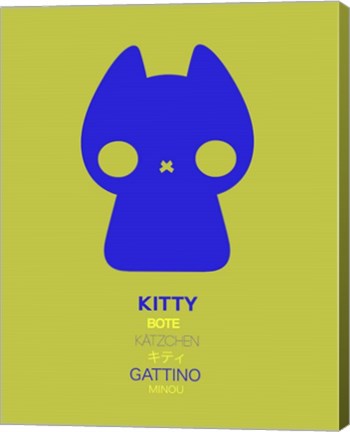 Framed Blue Kitty Multilingual Print