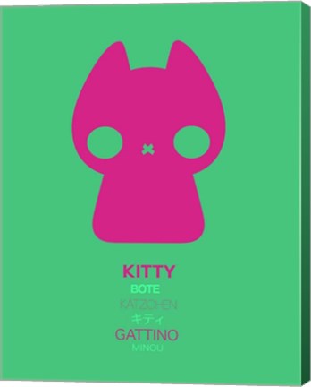 Framed Pink Kitty Multilingual Print