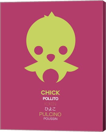 Framed Green Chick Multilingual 2 Print