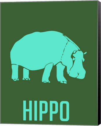 Framed Hippo Blue Print