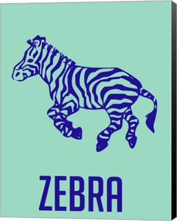 Framed Zebra Blue Print