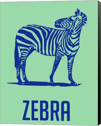 Framed Zebra Blue and Green Print