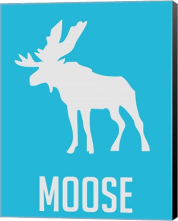 Framed Moose Blue Print