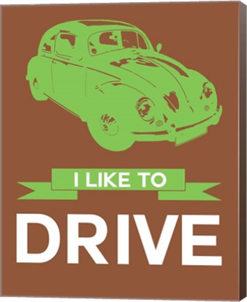 Framed I Like to Drive Beetle 2 Print