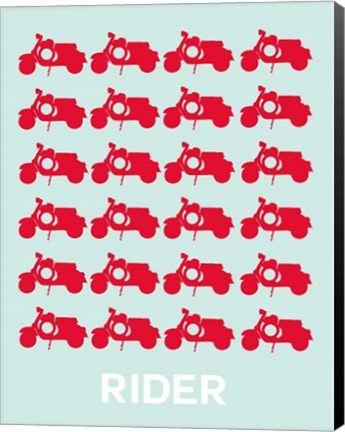 Framed Vespa Rider Red Print