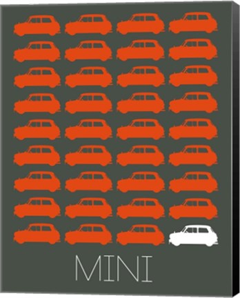 Framed Orange Mini Cooper Print