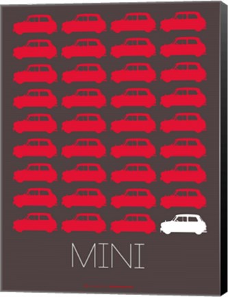 Framed Red Mini Cooper Print