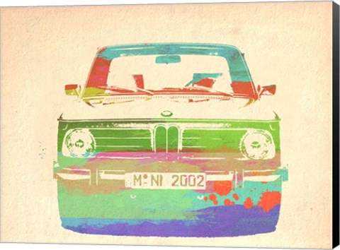 Framed BMW 2002 Front Watercolor 3 Print