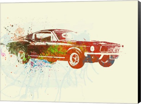 Framed Ford Mustang Watercolor Print