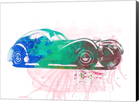 Framed Bugatti Atlantic Watercolor 1 Print